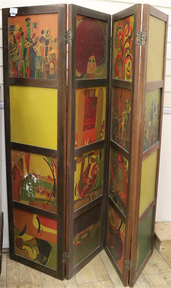 A four fold dressing screen after Karel Appel